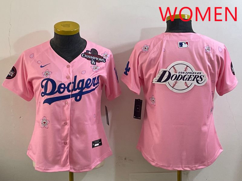 Women Los Angeles Dodgers Blank Pink Sakura Edition 2025 Nike MLB Jersey style 25